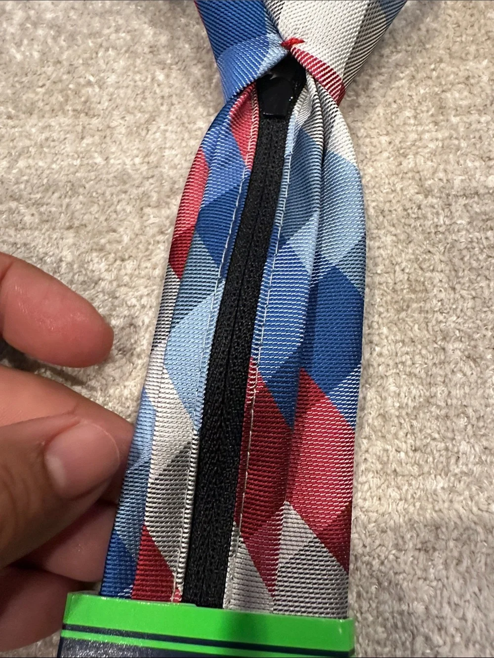 Tommy Hilfiger Red, Blue and Gray Plaid Silk Tie